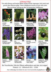 Schautafel giftiger Pflanzen