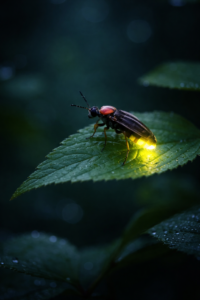Glühwürmchen auf Blatt