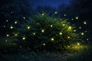 Glühwürmchen Nachts im Garten