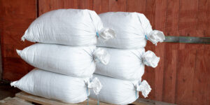 Wurmhumus in Säcken gelagert