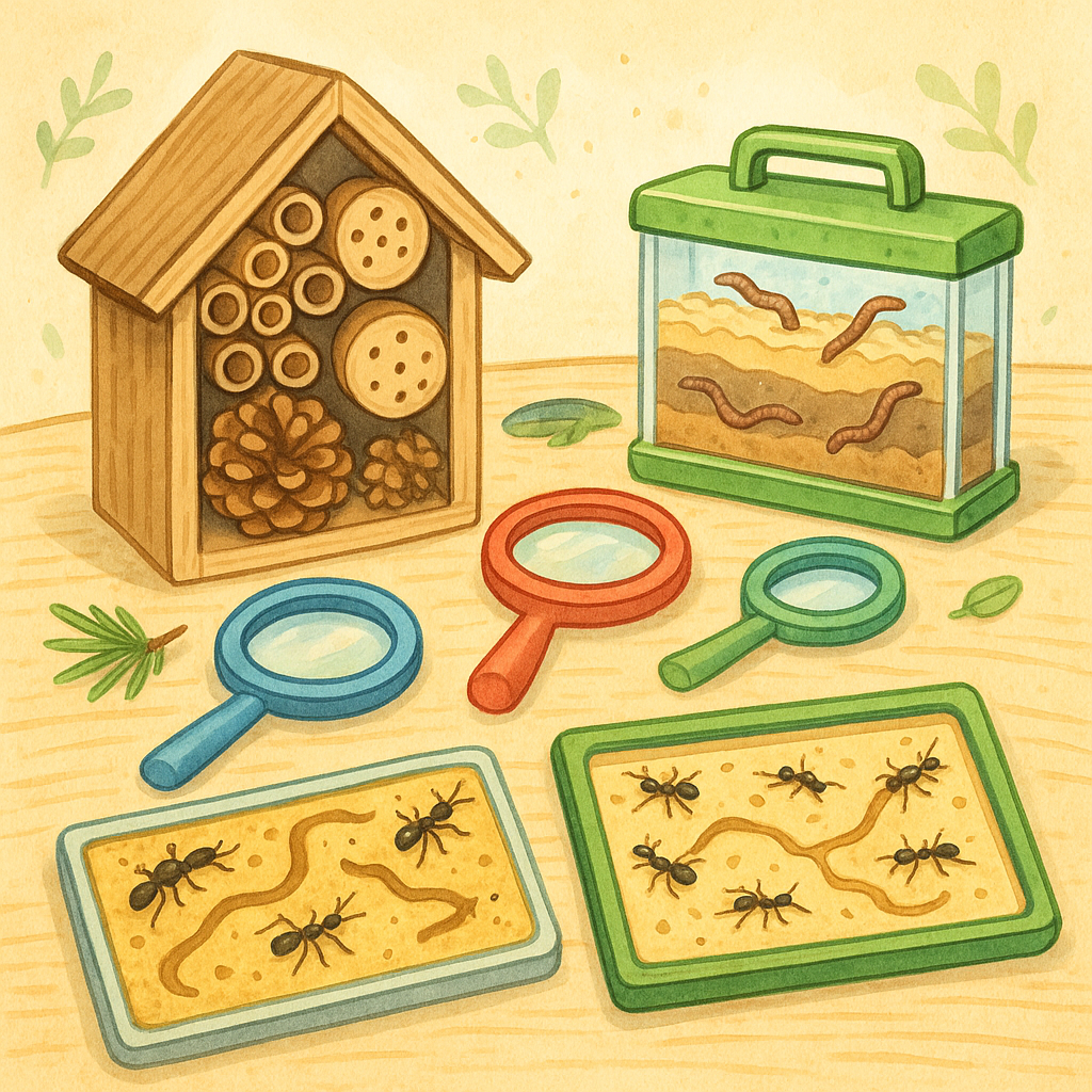 Ameisenkolonie, Wurmfarm und Insektenhotel